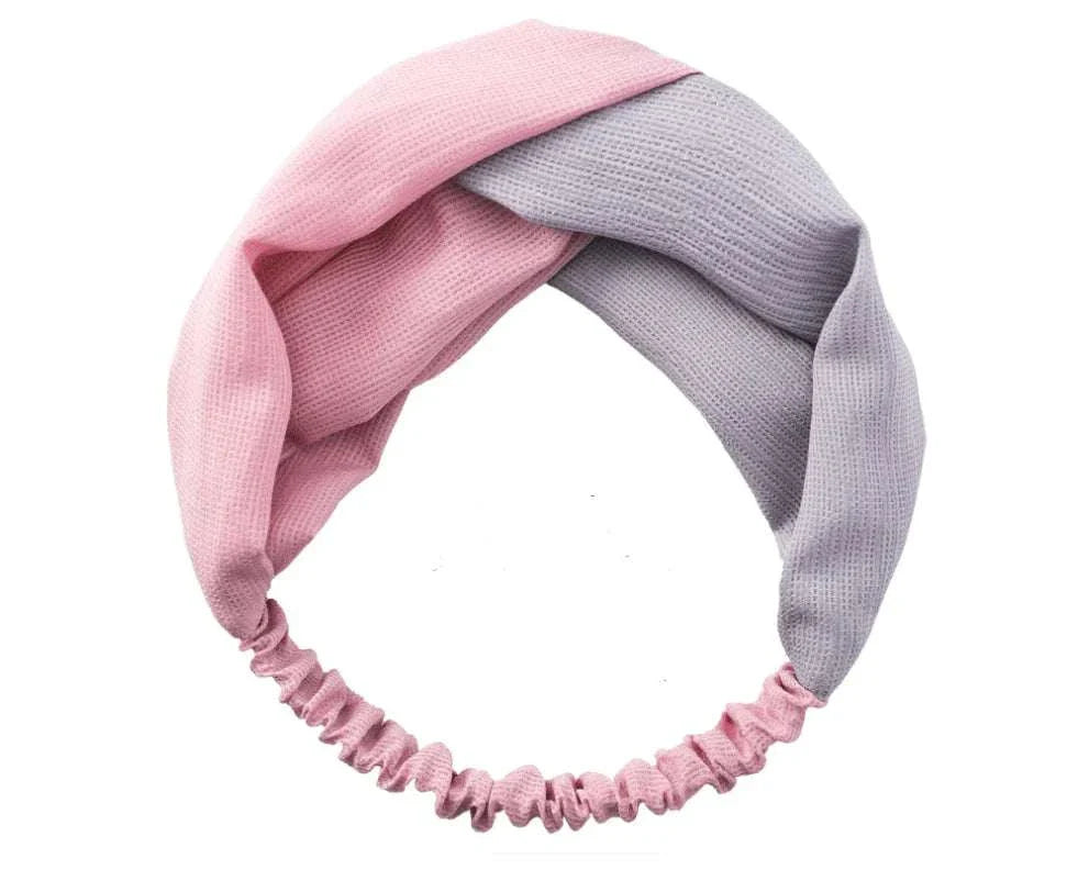 Pink and gray suede hairband hair accessory for stylish hair styling