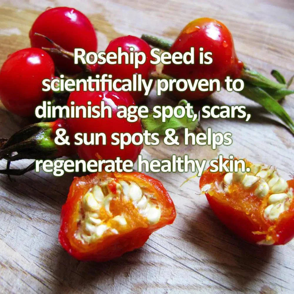 Organic Hyaluronic Acid Serum with rosehip seed for skin hydration, brightening, and anti-aging benefits