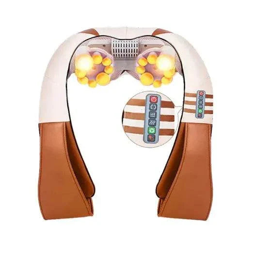 Car six-button neck massager with heat therapy and ergonomic design for shoulder and neck relief