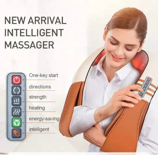 Car Six-Button Neck Massager providing heat therapy and multi-mode shoulder and neck relief for travel and home use