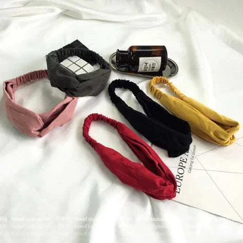 Set of colorful suede hairbands in black, pink, red, yellow, and dark brown for stylish hair accessories