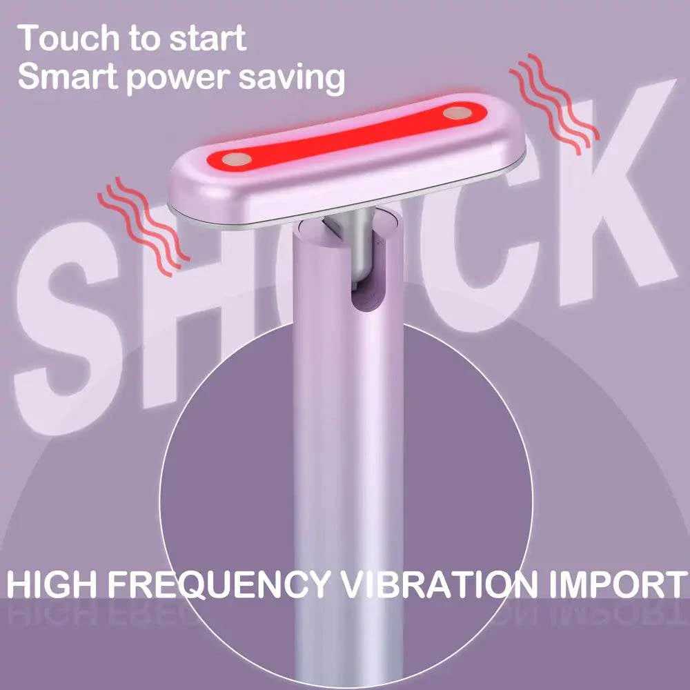 4-in-1 skin care tool with microcurrent, red light therapy, massage, and warmth functions in a sleek portable design