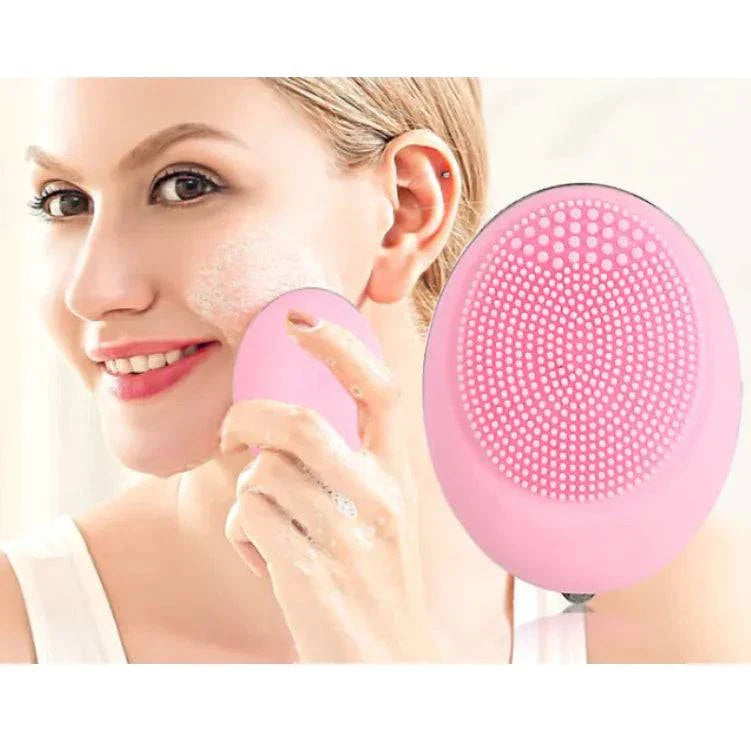 Pink Ultrasonic Plastic Device electric face wash with compact design for deep facial cleansing