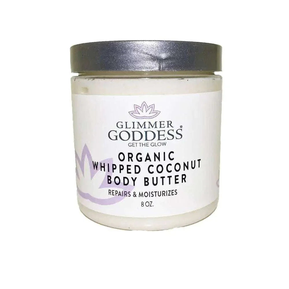 Organic Whipped Coconut Body Butter jar moisturizing and repairing skin cream with Vitamin E
