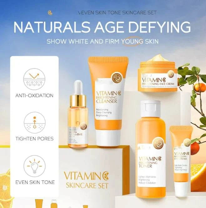 Vitamin C Toner Kit - 5-Piece Brightening & Cleansing Set