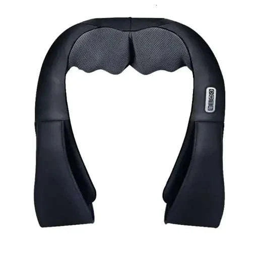 Black Car Six-Button Neck Massager with ergonomic design and heat therapy for shoulders and neck relief