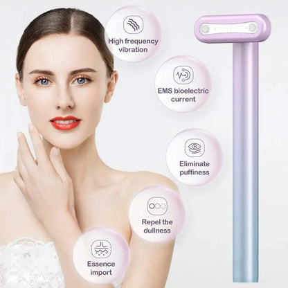 4-in-1 Skin Care Tool with microcurrent, red light therapy, massage, and warmth for firming, rejuvenation, and improved skin absorption