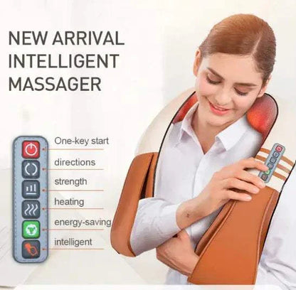 Car Six-Button Neck Massager providing heat therapy and multi-mode shoulder and neck relief for travel and home use