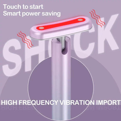 4-in-1 skin care tool with microcurrent, red light therapy, massage, and warmth functions in a sleek portable design
